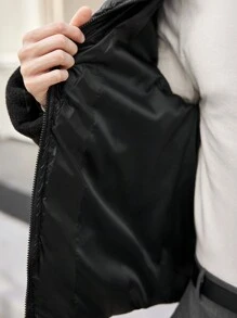 Manfinity VCAY Manteau matelassé décontracté à col montant et coupe ajustée pour homme, adapté à l'automne/hiver