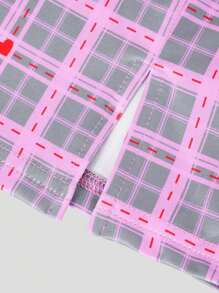 SHEIN Explorewe Jupe mini douce à motif cœur à carreaux pour la Saint-Valentin pour les adolescentes