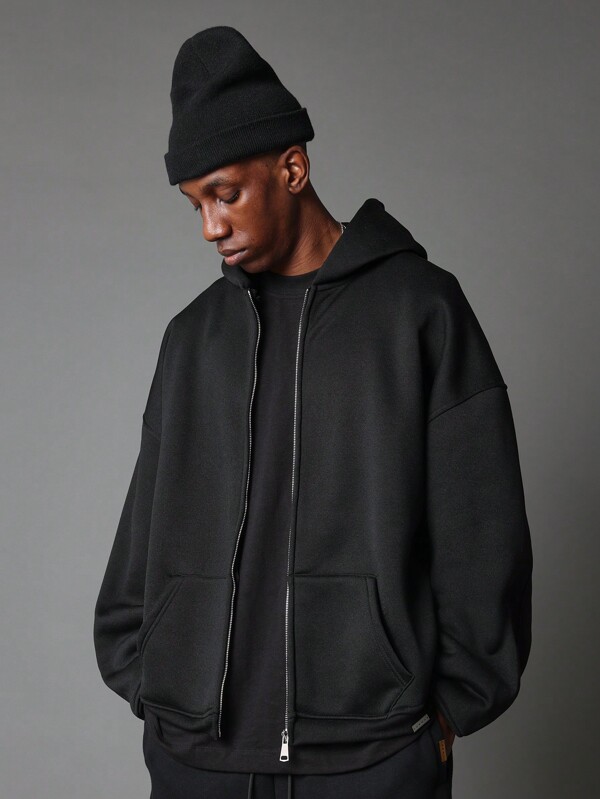 SUMWON Regular Fit Essential Zip Through Hoodie