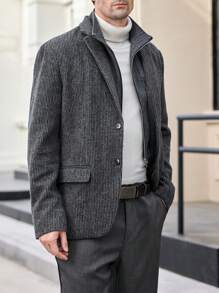 Manfinity VCAY 男士贴身拼接立领半拉链商务西装外套，适合秋冬季