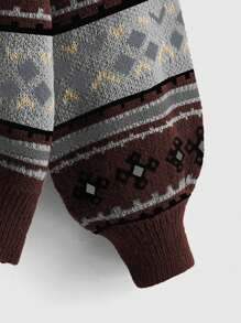 ROMWE Fairycore 圆领全印花休闲长袖毛衣 - 彩色 - 查看 2