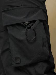 SUMWON Loose Fit Flare Parachute Cargo Pant - Black - View 5