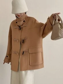 SHEIN LUNE 女士休闲外套，秋冬 - 卡其色 - 查看 1