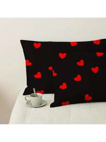 1/2pcs Love Pattern Pillowcase, Soft Breathable Pillowcase For Sleeping, Premium Quality Pillow Protector For Bedroom Sofa Dorm Room Home Decor, Without Pillow Core,Fall Decor,Autumn Decor,Room Decor