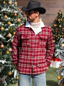 Manfinity Homme Camisa informal de manga larga con botones frontales y diseño a cuadros, estilo casual para trabajar, como regalo para amigos, esposo o novio