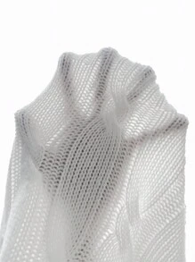 Flirla Cable Knit Drop Shoulder Sweater,Long Sleeve Tops Knit Pullover Fall Winter Outfit - White - View 8