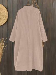 Vestido de suéter de talla grande, unicolor, hombros caídos, informal, para otoño/invierno