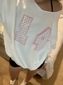 INAWLY 女士不对称领数码印花长袖休闲卫衣，适合秋冬季节、毕业季、教师节、返校季等场合穿着。