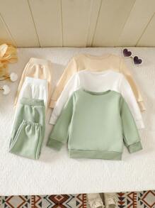 Bộ 3 món/Bộ đồ liền quần và áo nỉ nhiều màu sắc dễ thương thời trang cho bé gái, kết hợp đa năng - Nhiều màu - Xem 2