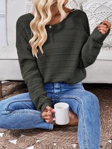 SHEIN LUNE Maglione da donna con fiocco e design schiena scoperta, semplice e alla moda, casual, adatto per uso quotidiano, maglia a pullover per autunno e inverno - Grigio Scuro - Visualizzare 5