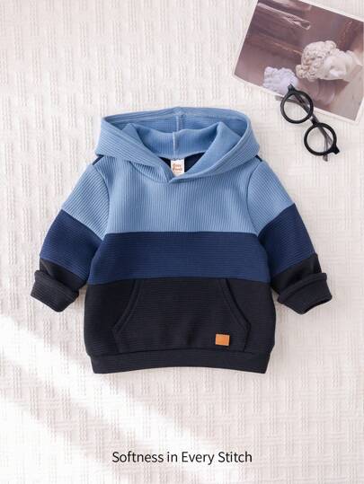 Cozy Pixies Baby Boy Contrast Color Soft Pocket Sweatshirt Pullover Sweatshirt Baby Boy,In Fall/Winter