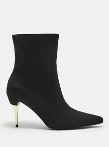 CUCCOO BIZCHIC Women's Black Pointed Toe Fashion High Heel Ankle Boots Valentines - Black - View 2