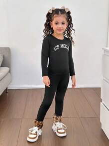 SHEIN Áo khoác cardigan không tay màu trơn Nova Plush ấm áp giản dị cho bé gái kèm áo dài tay họa tiết da báo và quần dài - Nhiều màu - Xem 3