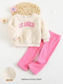 Cozy Pixies 2 件套女婴针织柔软花卉图案连帽衫和裤子服装套装 - 彩色 - 查看 8