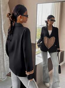 Calvaya Women's Elegant Ruffled Heart Shaped Blazer