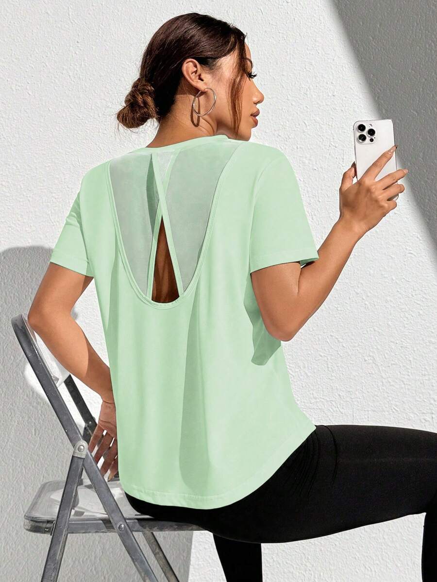 Sovereign Charm Solid Racer Back Sports Tank Topworkout Tank Top Gym Women Shirts - Green - View 1