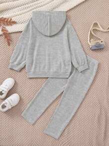 PrepCrw Conjunto informal de sudadera con capucha de punto holgado en color caqui para niñas, para otoño/invierno