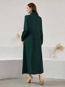 Al Najma Handmade Floral 3D Design Arabian Dress - Dark Green - View 2