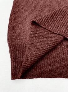 SHEIN LUNE Plus Size Solid Color Off Shoulder Casual Versatile Long Sleeve Sweater For New Year Knit Pullover Fall Winter - Rose Red - View 5