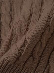 Franclia Solid Color Crew Neck Sweater With Cable Pattern, Casual & Versatile, Long Sleeve Knit Pullover Fall Winter - Coffee Brown - View 5