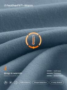 GLOWMODE 26'' FeatherFit™ Fleece Warm Tummy Control High-Rise Waist Leggings Low Impact Yoga Pilates Daily Warm Winter - Dusty Blue - View 3