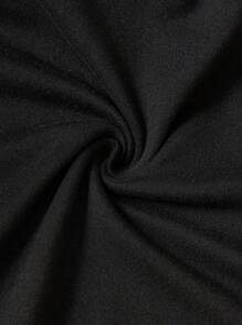 Manfinity Homme 男士度假复古修身字母印花圆领休闲百搭短袖 T 恤， - 黑色 - 查看 4