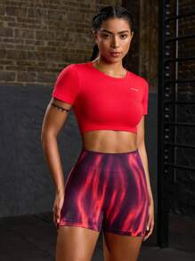 Powerista Women Casual Elastic Breathable Short Sleeve T-Shirt And Shorts Sports Outfit Gym Set