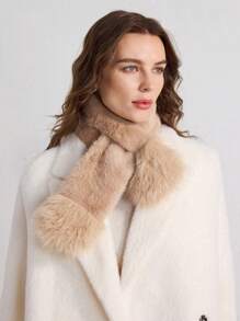 MOTF PREMIUM ÁO GIẤY ẤM CỔ BẰNG LÔNG CHUỘT GIẢ DÀNH CHO NỮ, THÍCH HỢP CHO VIỆC ĐI LẠI HÀNG NGÀY - Màu Khaki - Xem 2