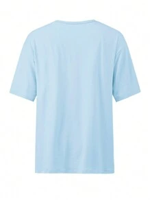 INAWLY Áo thun cổ tròn tay ngắn in hoa và chữ, trang phục thường ngày mùa hè NHƯNG TRƯỚC TIÊN HÃY TÌM KIẾM VƯƠNG QUỐC CỦA NGÀI VÀ SỰ CÔNG CHÍNH CỦA NGÀI THÌ MỌI ĐIỀU NÀY SẼ ĐƯỢC THÊM VÀO BẠN Ma-thi-ơ 6:33 Áo thun họa tiết dành cho nữ - Màu xanh nhạt - Xem 2