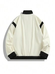 Manfinity Hypemode Men's Solid Color Paneled Front Zipper Long Sleeve Casual Jacket And Pants Set