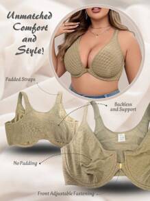 1入組大尺碼內衣，前扣式和鋼絲圈設計 - 棕色 - 查看 7