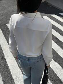 SHEIN EZwear Women Casual Style Shirt, Simple And Fashionable For Daily Wear - White - View 2
