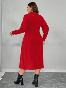Calvaya Robe longue ample à manches longues pour femmes grandes tailles, en couleur unie. Décontractée et adaptée au bureau, avec doublure. Vêtements d'hiver pour le Nouvel An, tenue maxi pour femmes