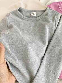 SHEIN LMoss Kids 6pcs/Set LMoss Baby Girl Multifunctional Elastic Knitted Solid Color Long Sleeve Base Layer Tops, Versatile For Autumn/Winter - Multicolor - View 6