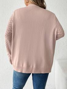 SHEIN CURVE+ Plus Solid Dual Pocket Cardigan For Spring & Autumn