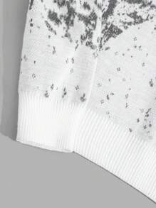 RueChic Men's Christmas Snowflake & Pine Tree Pattern Mock Neck Sweater - Dark Grey - View 4