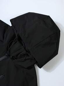 SHEIN EZwear 2pcs Set:  Windbreaker + Warm Down Jacket, Plus Size Down Jacket - Black - View 5