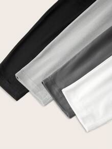 SHEIN EZwear 多色女式字母印花休闲百搭修身打底裤 - 灰色 - 查看 17