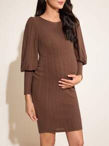 SHEIN Maternity Solid Color Tie Front Bodycon Dress, Autumn