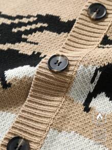 Manfinity EZcore 男士简约休闲开衫，日常穿着图案落肩外出厚开衫休闲牛色块开衫，适合丈夫、男朋友的礼物