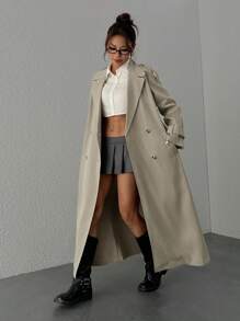 SHEIN EZwear 女式休闲纯色双排扣常规夹克，秋季