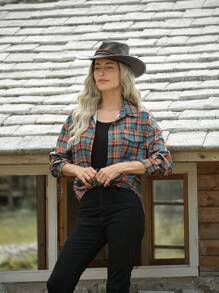 LanaWest Damen Kariertes Regular Fit Hemd mit Taschen, Umlegekragen, Lässiges Landhemd für den Alltag - Verschiedenfarbig - Übersicht 5