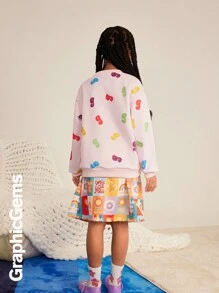 Tween Girl Colorful Number Print Top And Skirt 2 Pieces Set - Multicolor - View 2