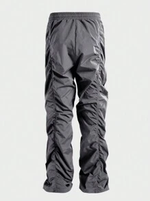 Manfinity VCAY 大码男士剪裁街头风编织褶皱长裤 - 灰色 - 查看 5