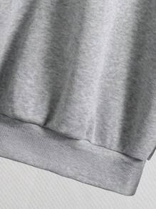 SHEIN Teen Girls Casual Cute Bowknot Collegiate Style 2 In 1 Fake Collar Grey Sweatshirt - Grey - View 4