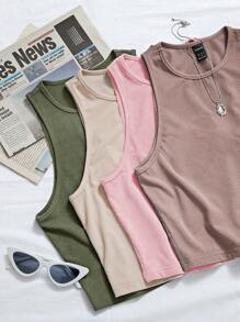 Chiquease Camiseta de tirantes de mujer de unicolor, cuello redondo, casual y versátil - Multicolor - Ver 3