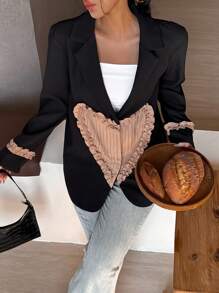 Calvaya Women's Elegant Ruffled Heart Shaped Blazer
