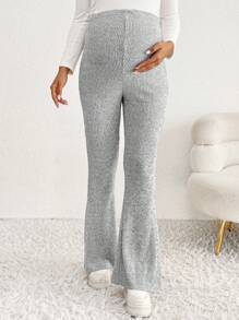 SHEIN Maternity Solid Color Casual Pants For Daily Wear