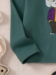 PrepCrw 年轻男孩学院风绿色小狗印花针织修身圆领长袖 T 恤，返校季 - 綠色 - 查看 5