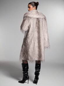 SHEIN BAE Abrigo de invierno con estampado gradiente tipo leopardo de moda - Dorado - Ver 5